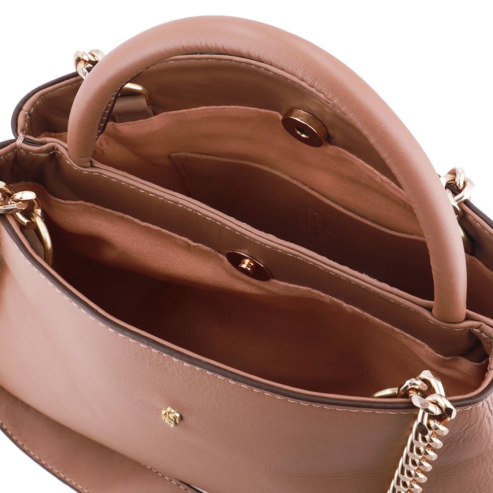 Bolsa Tote Couro Marrom Detalhe Corrente Marrom 3