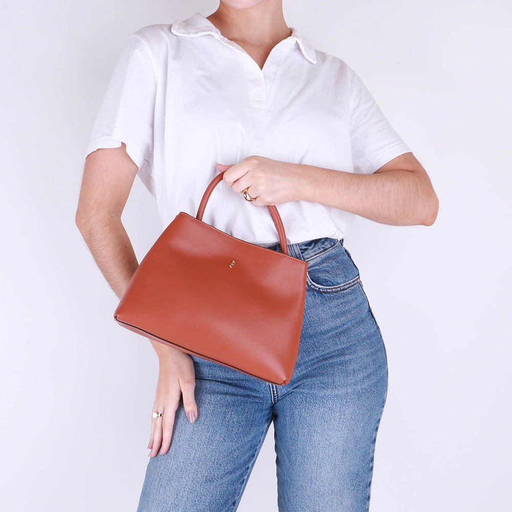 Bolsa Tote Couro Marrom Detalhe Corrente Marrom 5