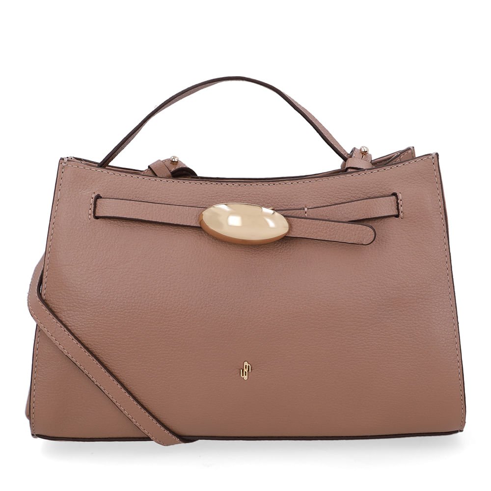 Bolsa Tote Couro Marrom Enfeite