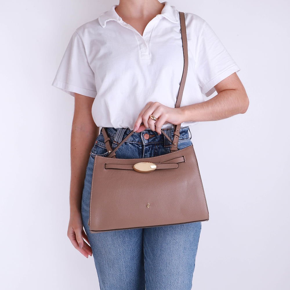 Bolsa Tote Couro Marrom Enfeite Marrom 4