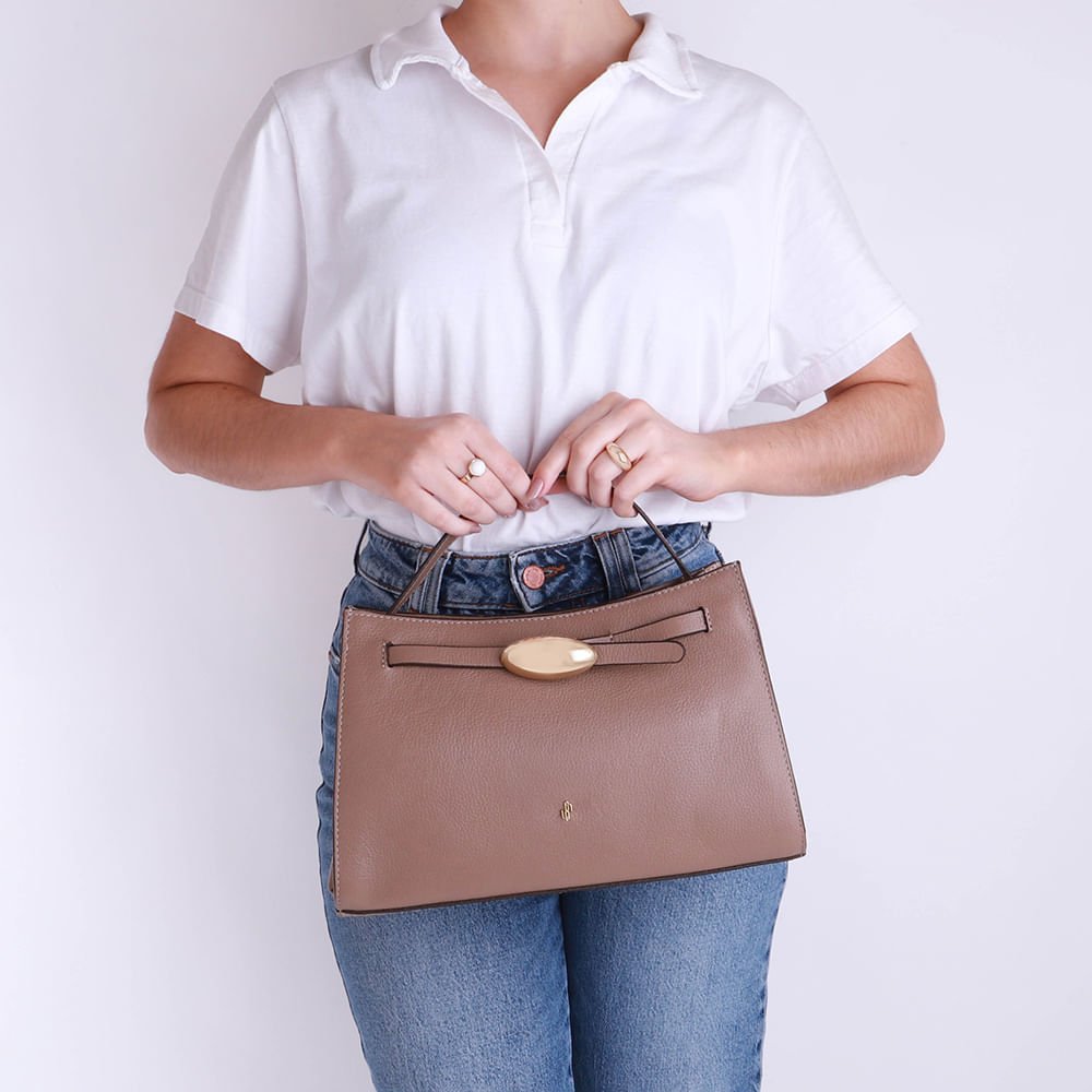 Bolsa Tote Couro Marrom Enfeite Marrom 5