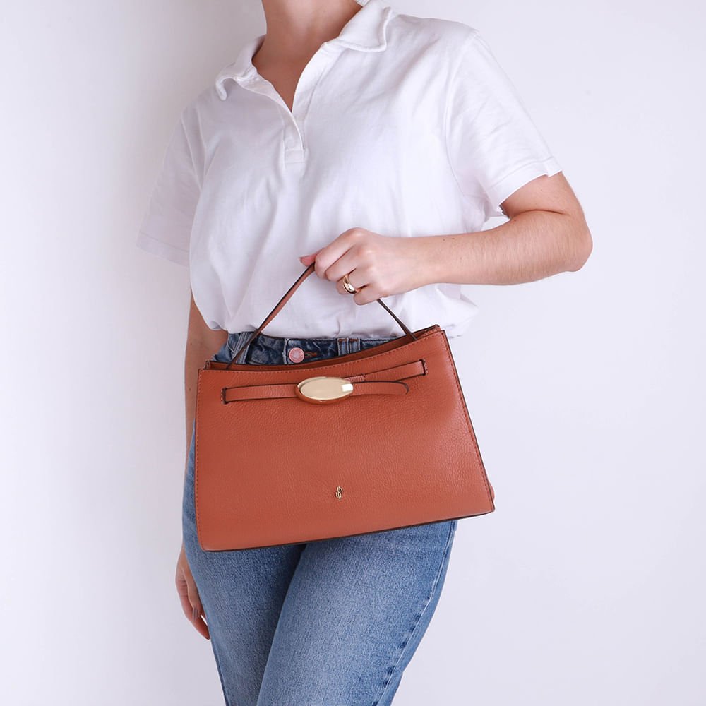 Bolsa Tote Couro Marrom Enfeite Marrom 5