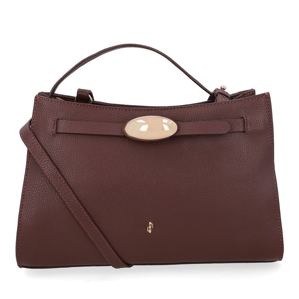 Bolsa Tote Couro Marrom Enfeite