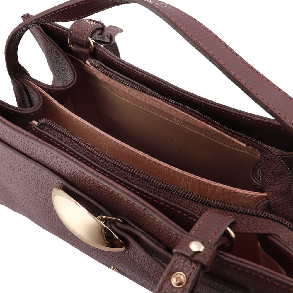 Bolsa Tote Couro Marrom Enfeite Marrom 3