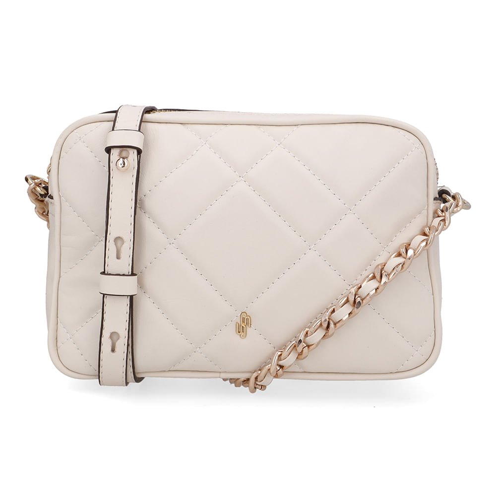 Bolsa Tiracolo Couro Branca Marfim Matelassê