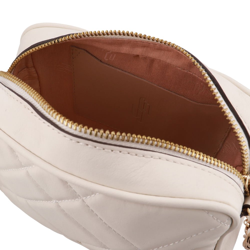 Bolsa Tiracolo Couro Branca Marfim Matelassê Marfim 3