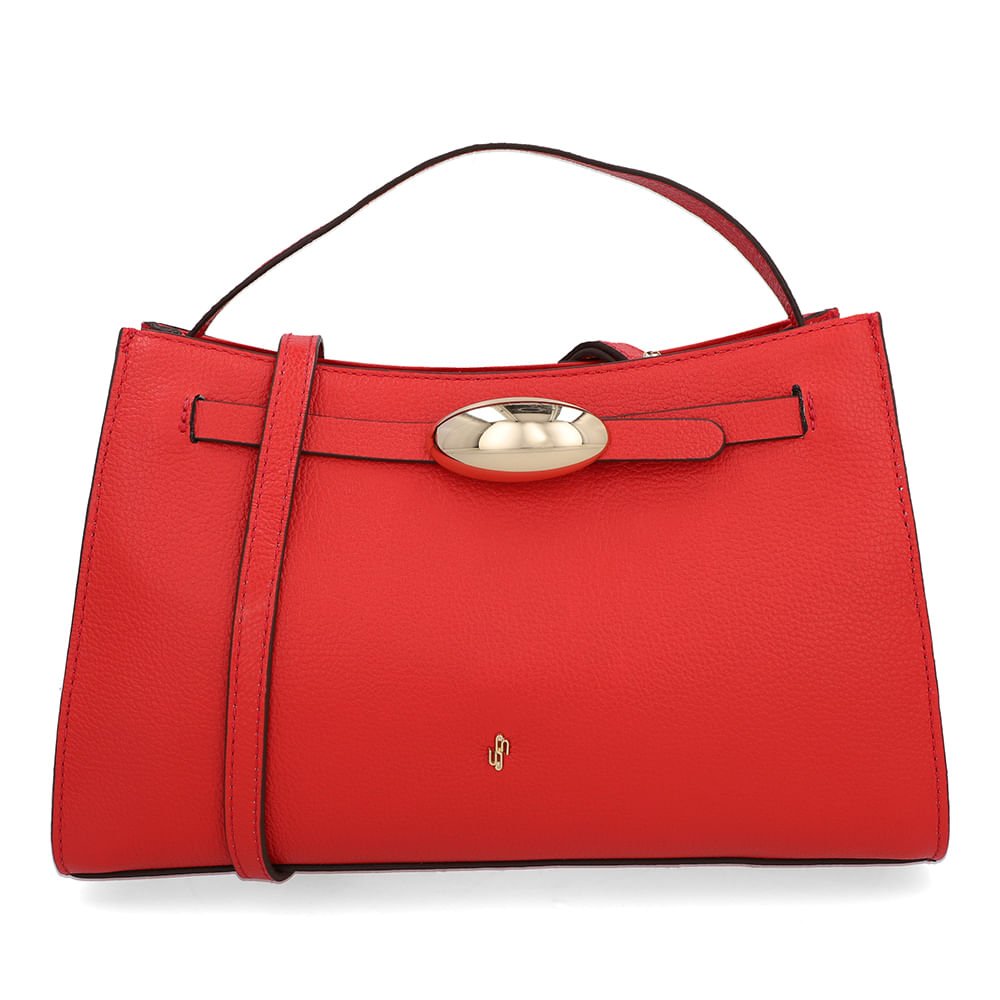 Bolsa Tote Couro Vermelha Enfeite