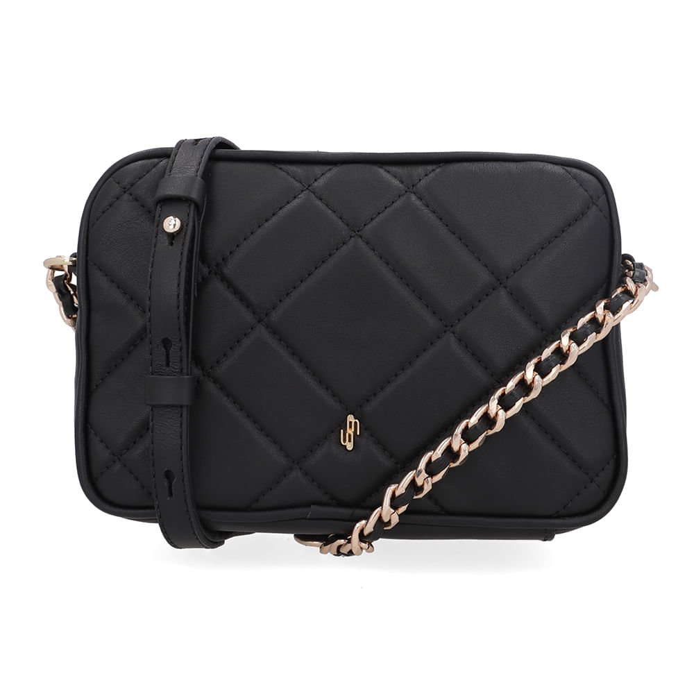 Bolsa Tiracolo Couro Preta Matelassê