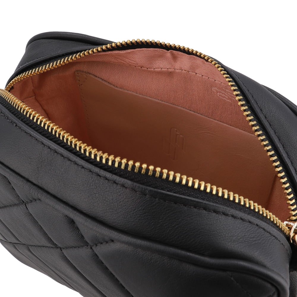 Bolsa Tiracolo Couro Preta Matelassê Preto 3