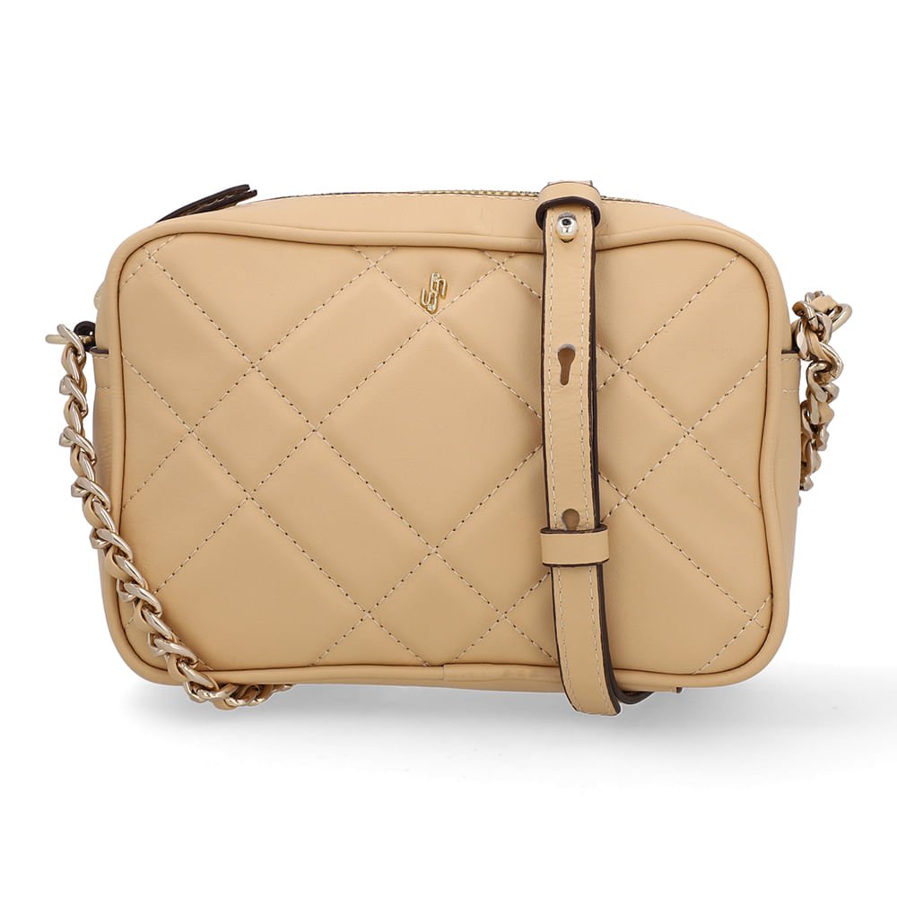 Bolsa Tiracolo Couro Bege Matelassê