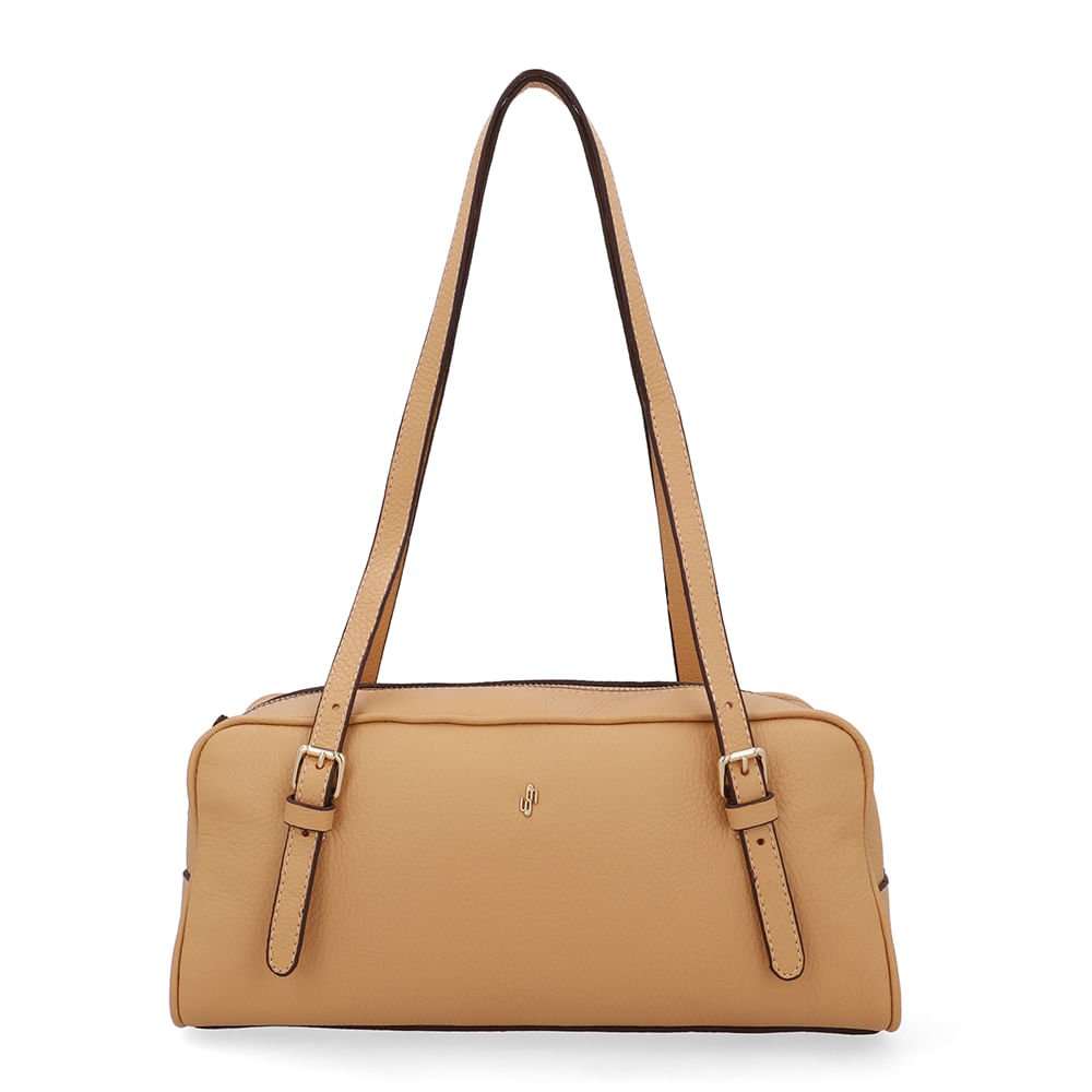 Bolsa Baguete Couro Bege Básica