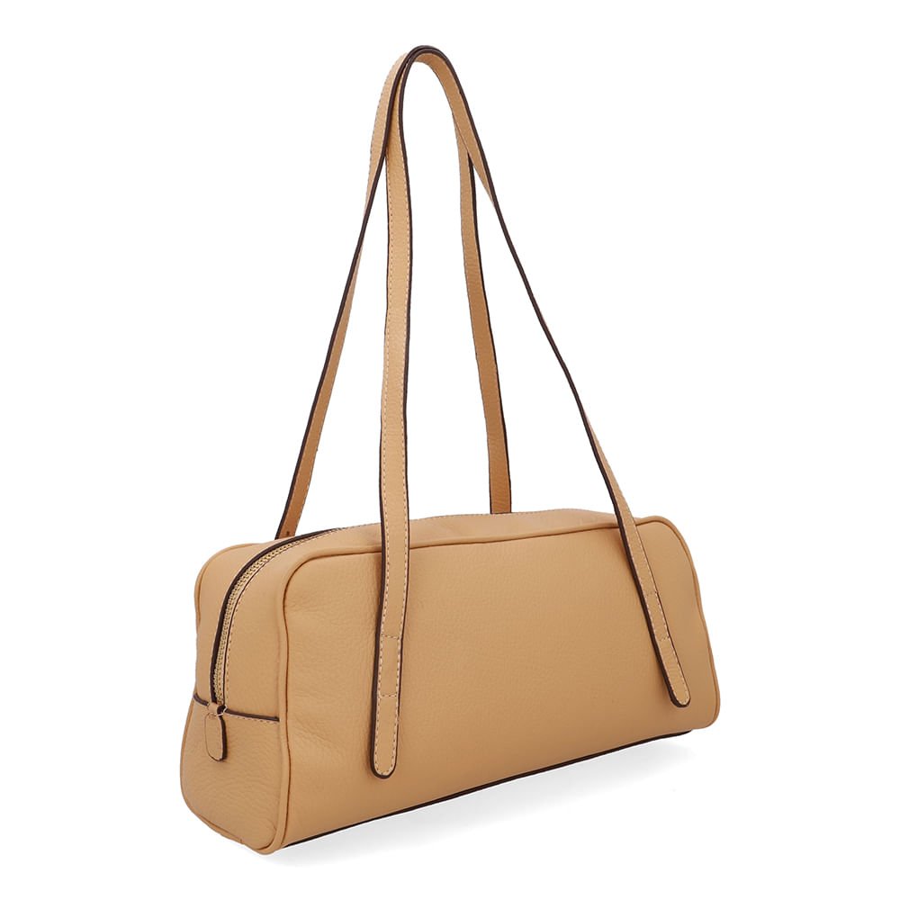 Bolsa Baguete Couro Bege Básica Bege 2