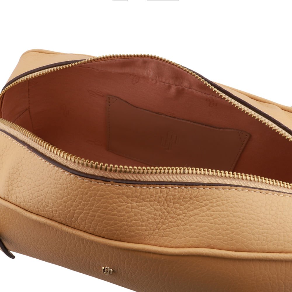 Bolsa Baguete Couro Bege Básica Bege 3