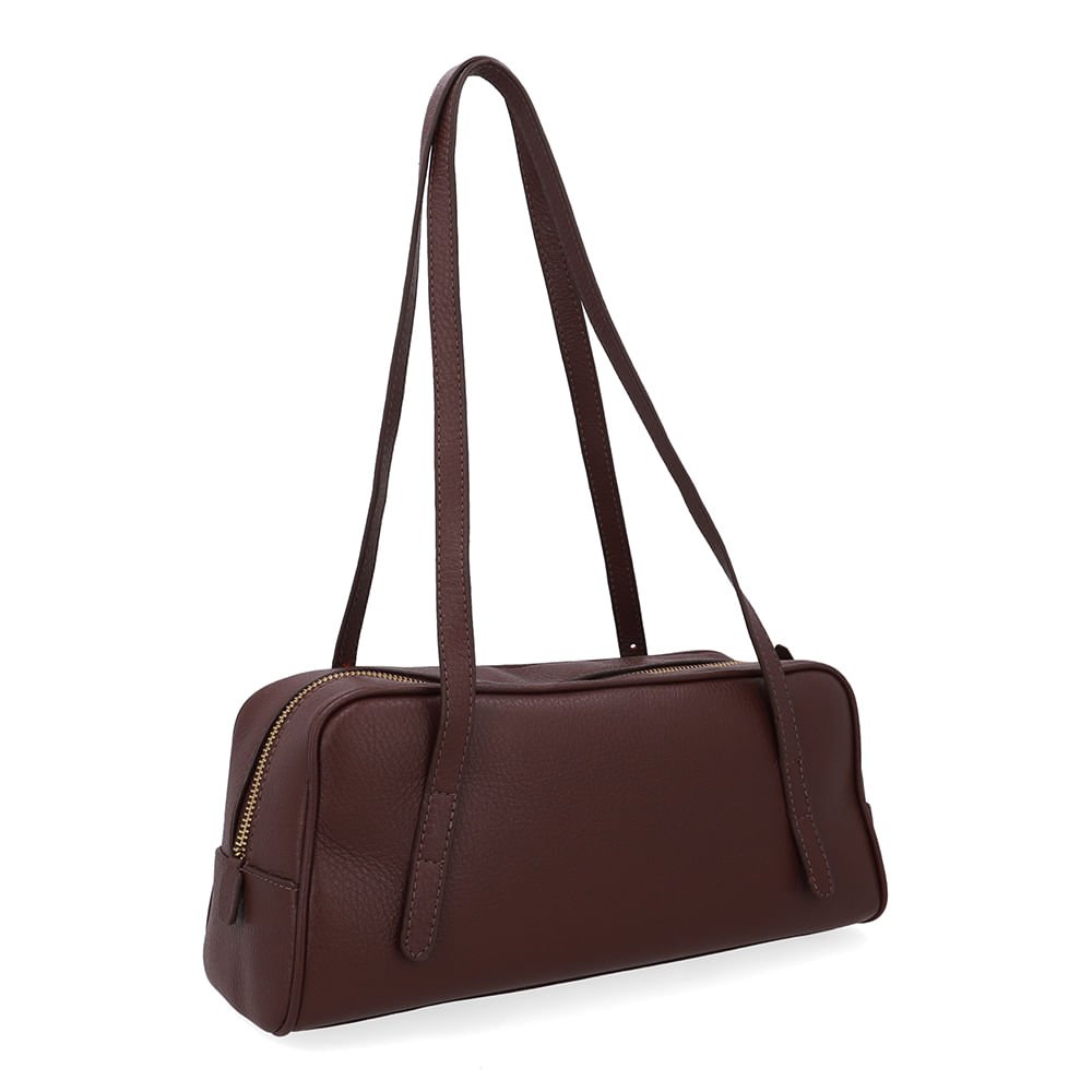 Bolsa Baguete Couro Marrom Básica Marrom 2
