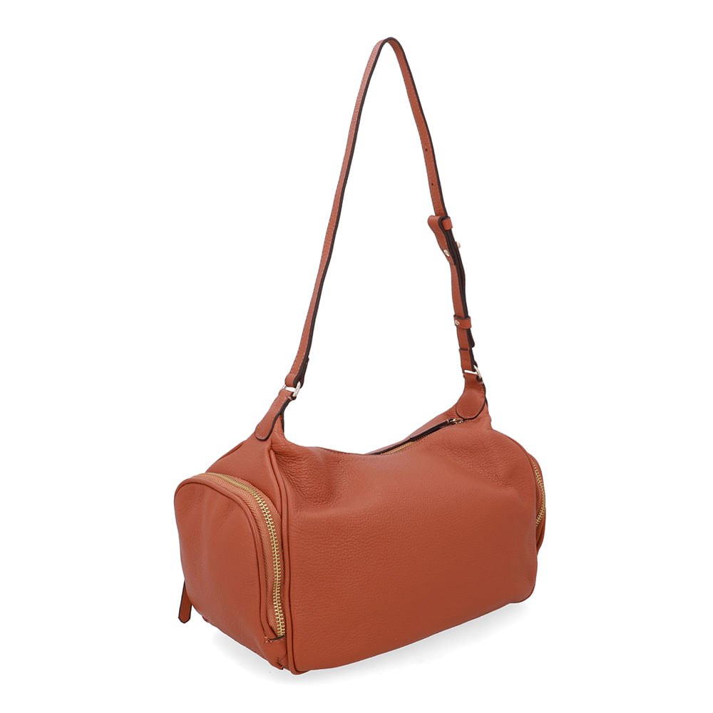 Bolsa Baguete Couro Marrom Zíper Marrom 2