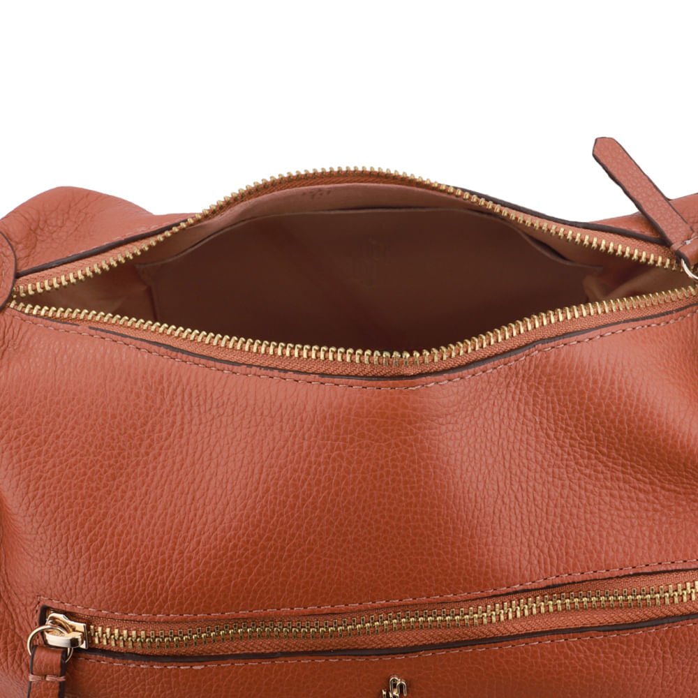 Bolsa Baguete Couro Marrom Zíper Marrom 3
