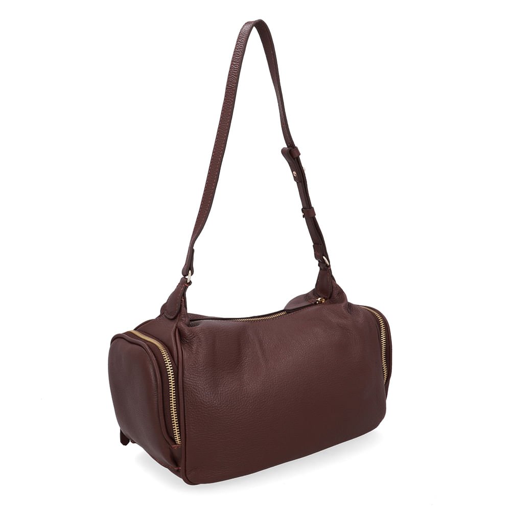 Bolsa Baguete Couro Marrom Zíper Marrom 2