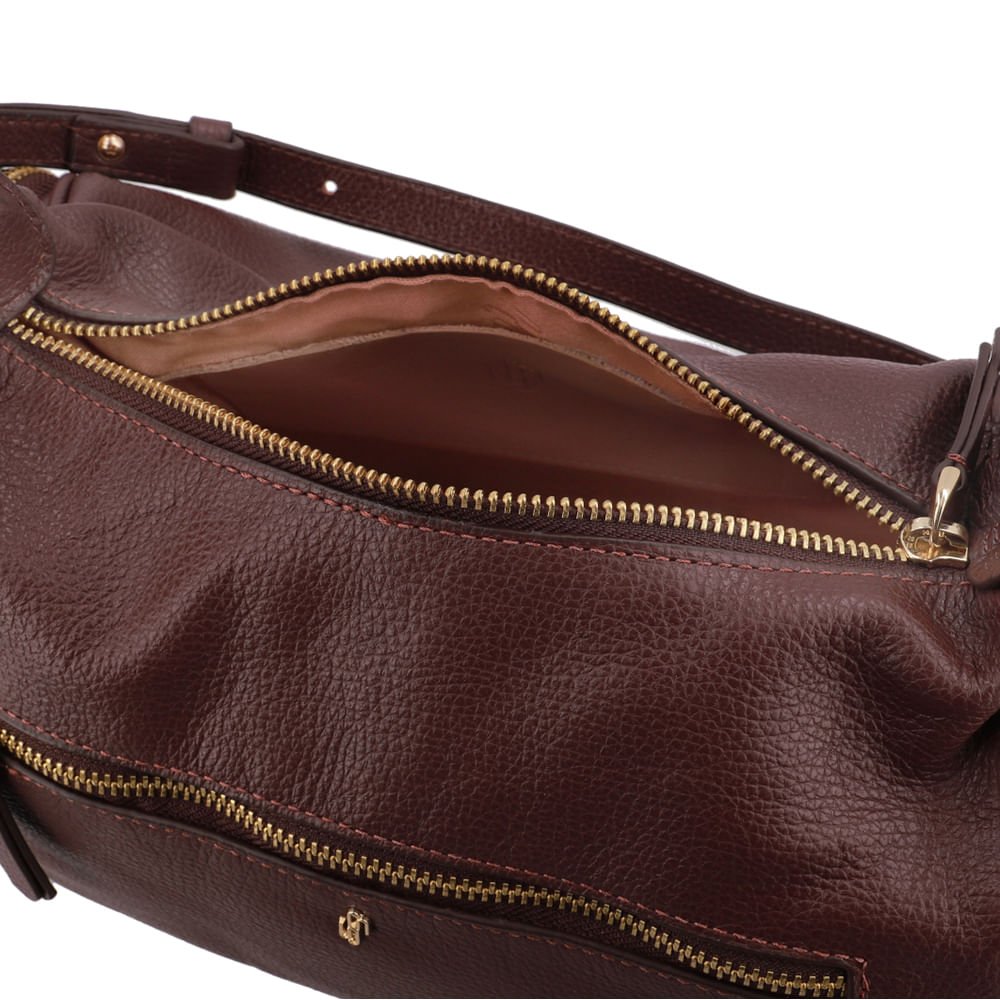 Bolsa Baguete Couro Marrom Zíper Marrom 3