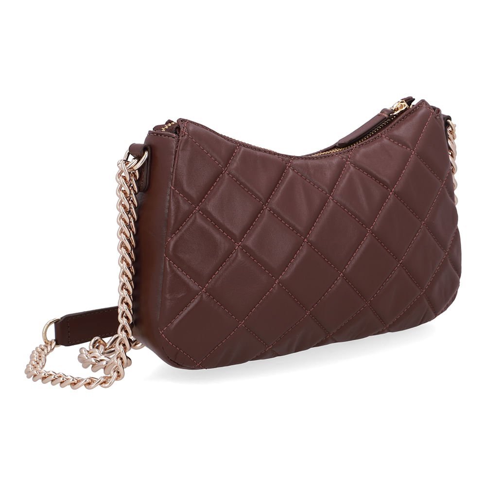 Bolsa Tiracolo Couro Marrom Matelassê Corrente Marrom 2