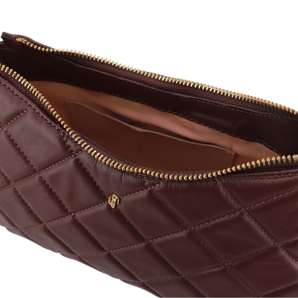 Bolsa Tiracolo Couro Marrom Matelassê Corrente Marrom 3