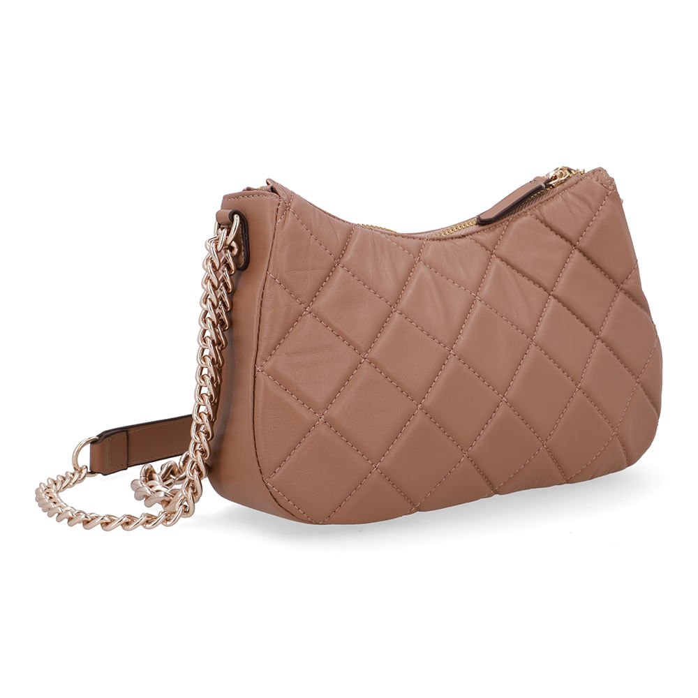Bolsa Tiracolo Couro Marrom Matelassê Corrente Marrom 2