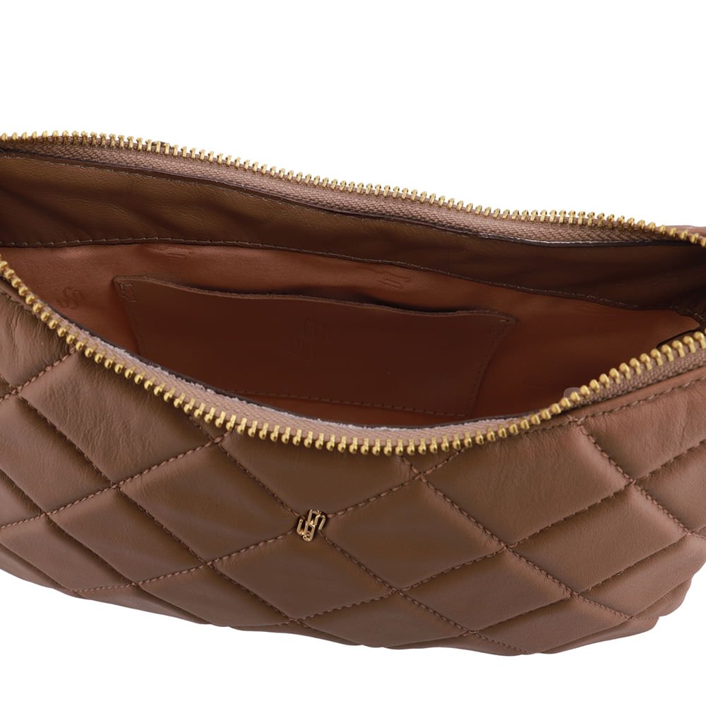 Bolsa Tiracolo Couro Marrom Matelassê Corrente Marrom 3
