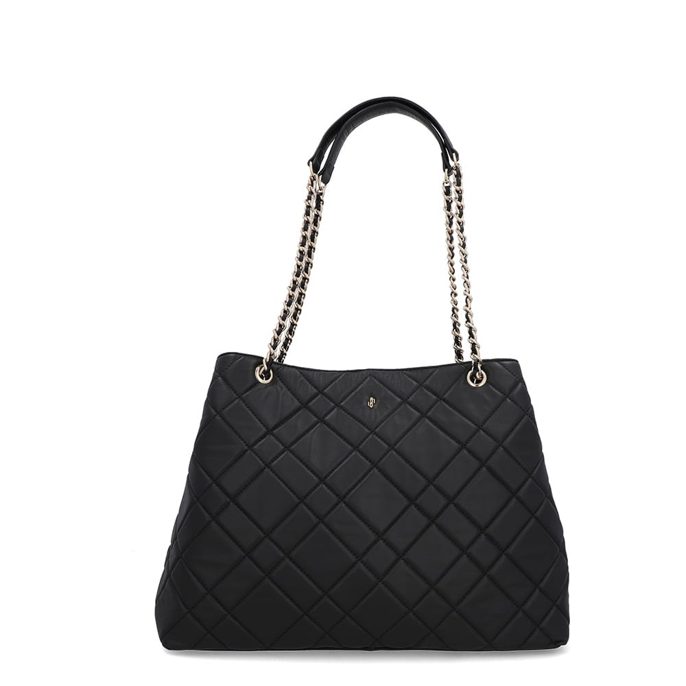 Bolsa Shopper Couro Preto Matelassê