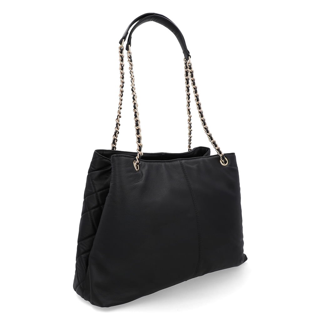 Bolsa Shopper Couro Preto Matelassê Preto 2