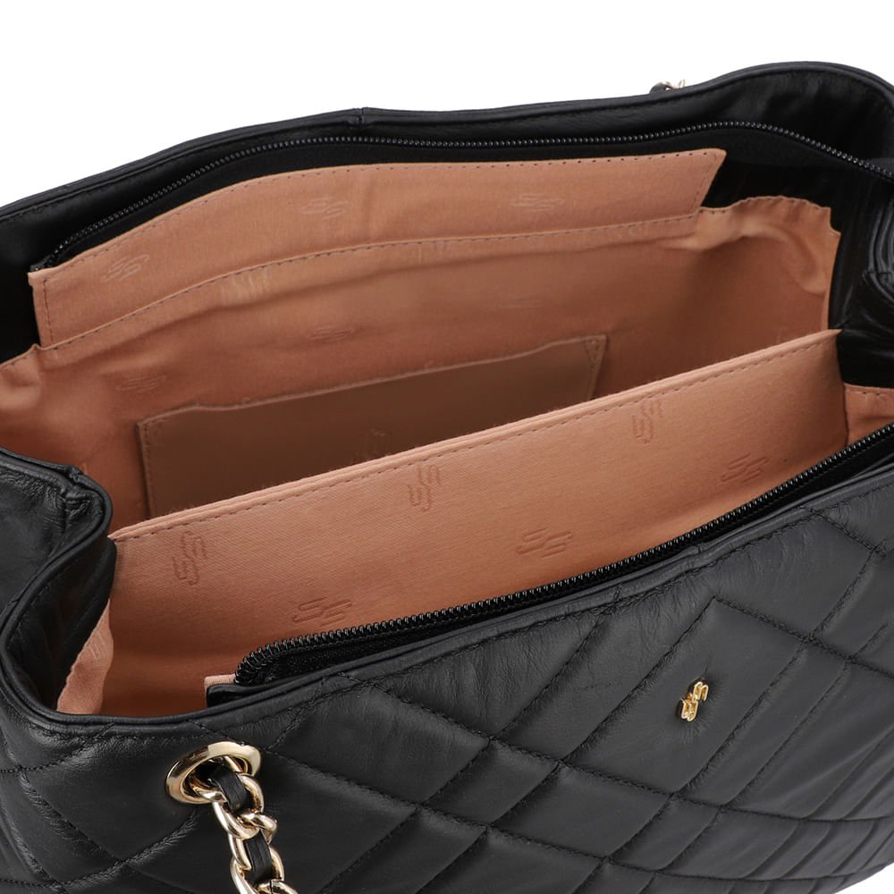 Bolsa Shopper Couro Preto Matelassê Preto 3