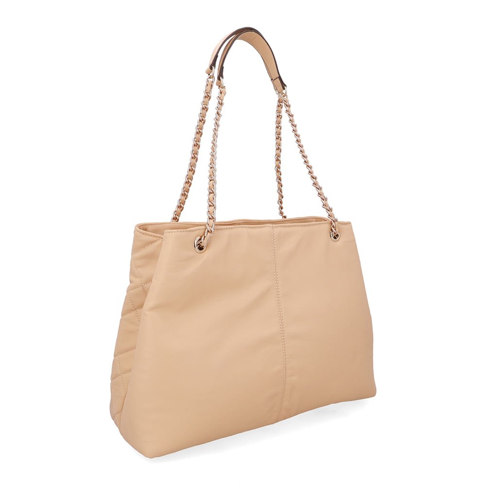 Bolsa Shopper Couro Bege Matelassê Bege 2