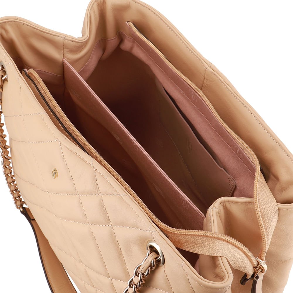 Bolsa Shopper Couro Bege Matelassê Bege 3