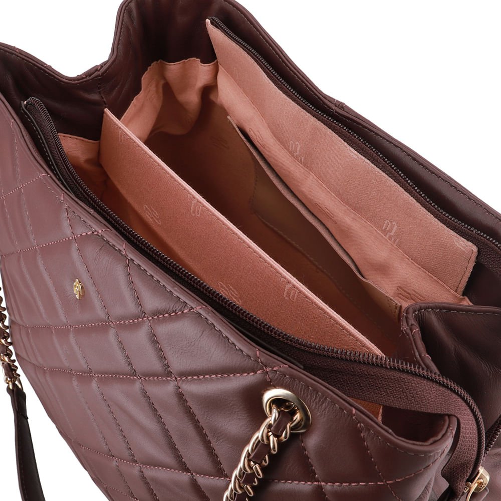 Bolsa Shopper Couro Marrom Matelassê Marrom 3