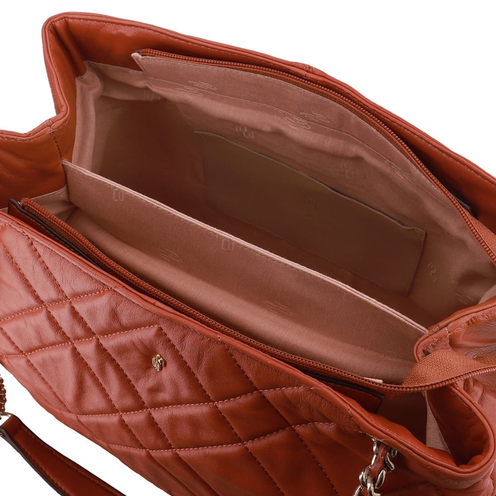 Bolsa Shopper Couro Marrom Matelassê Marrom 3