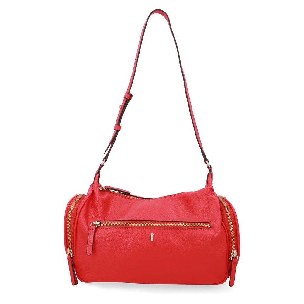 Bolsa Baguete Couro Vermelha Zíper