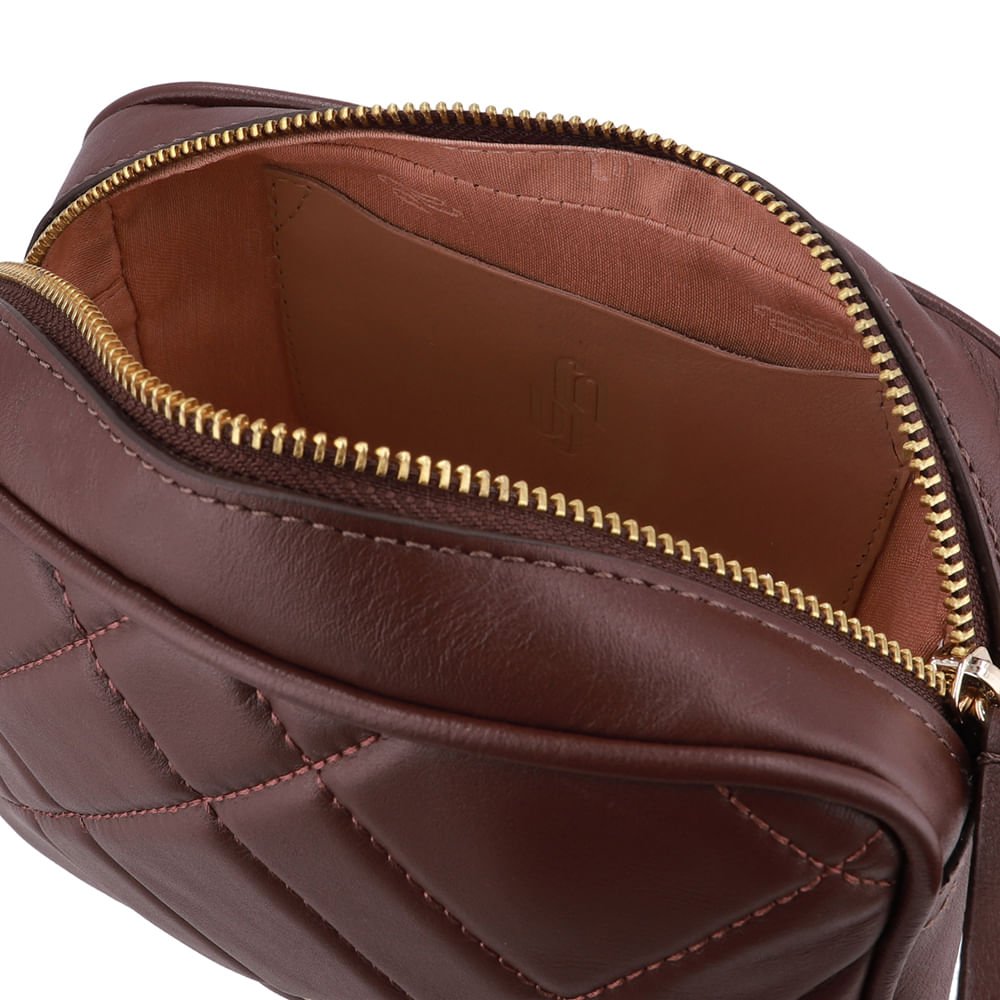 Bolsa Tiracolo Couro Marrom Matelassê Marrom 3