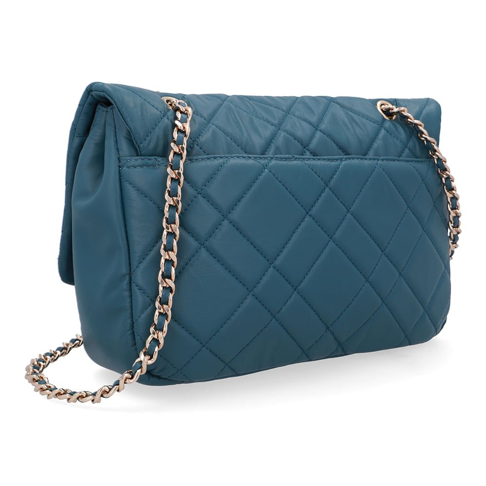 Bolsa Tiracolo Couro Azul Matelassê Azul 2