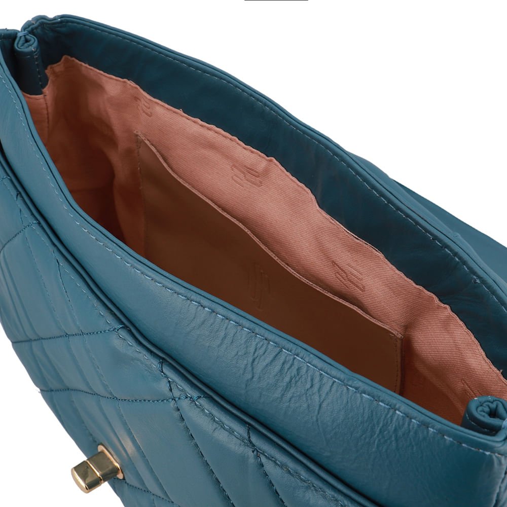 Bolsa Tiracolo Couro Azul Matelassê Azul 3