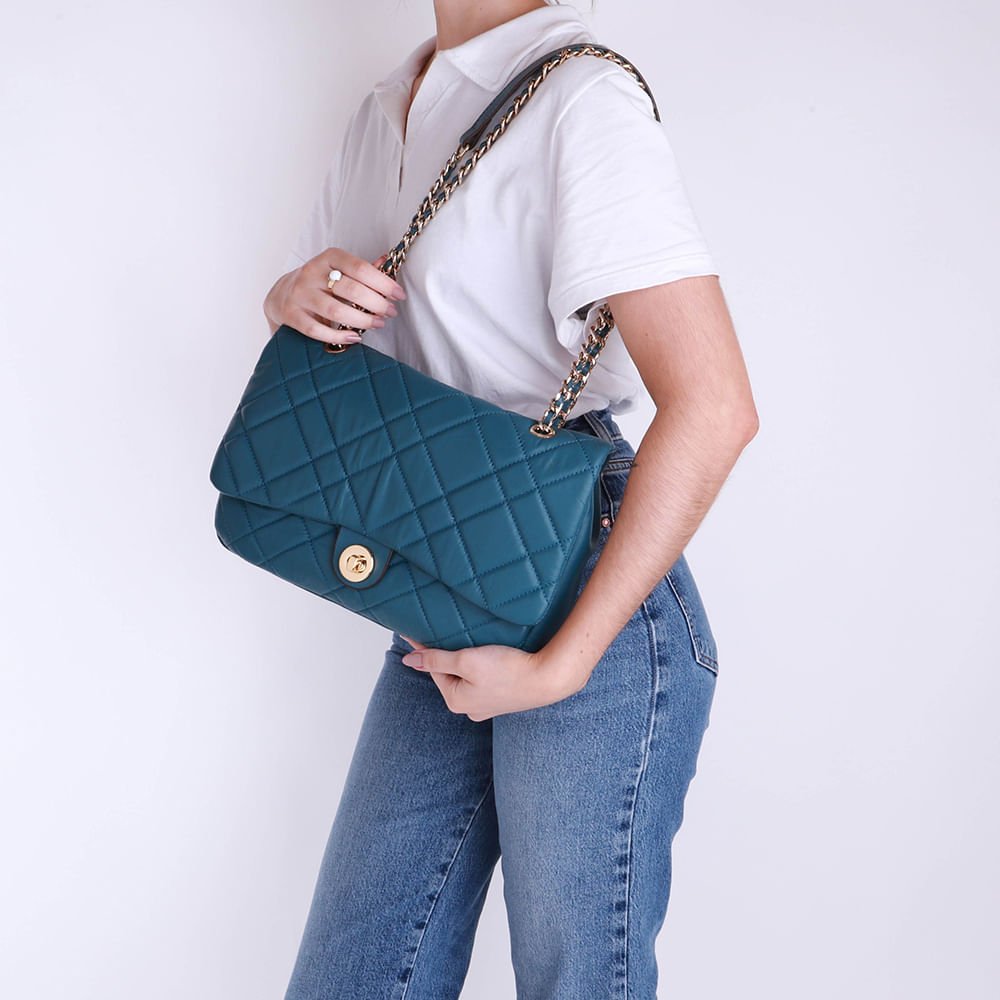 Bolsa Tiracolo Couro Azul Matelassê Azul 4