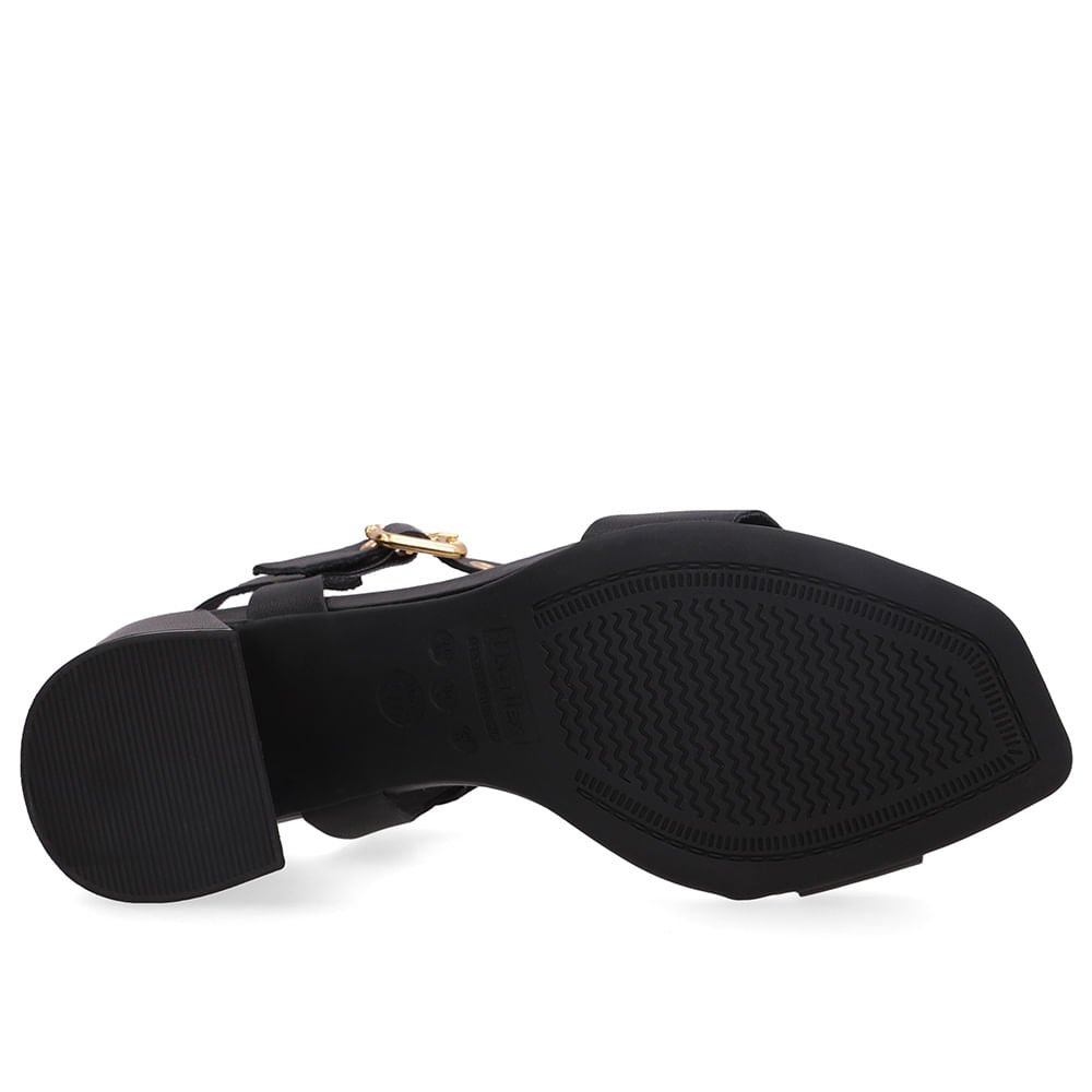 Sandália Salto Bloco Couro Preta Preto 5