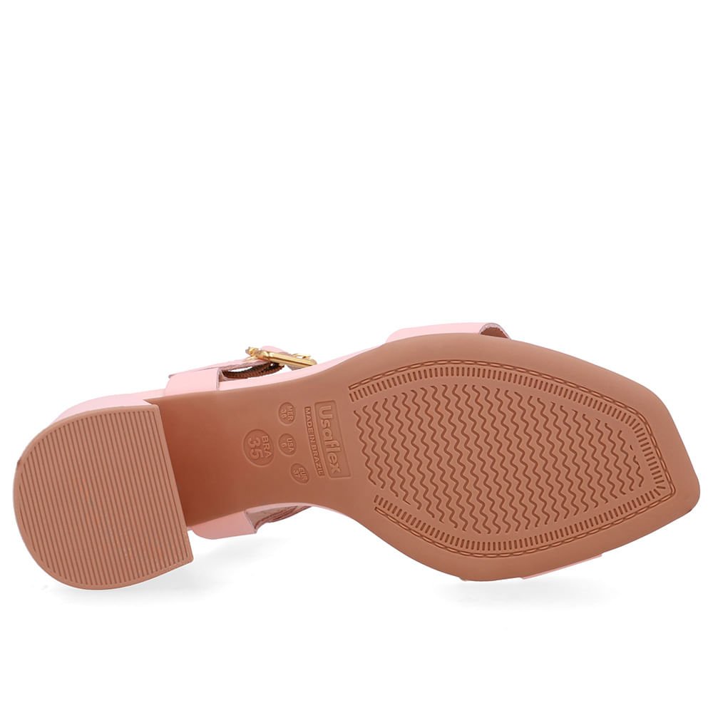 Sandália Salto Bloco Couro Laranja Rosa 5