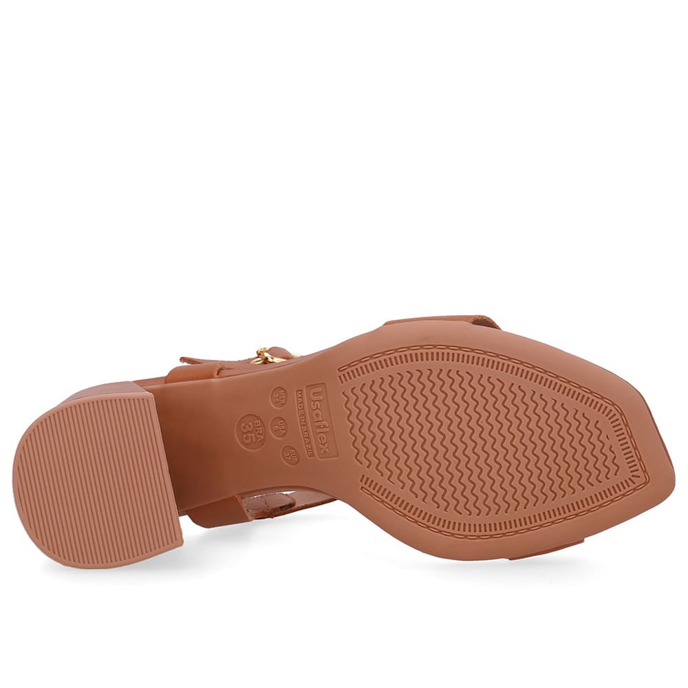 Sandália Salto Bloco Couro Marrom Marrom 5