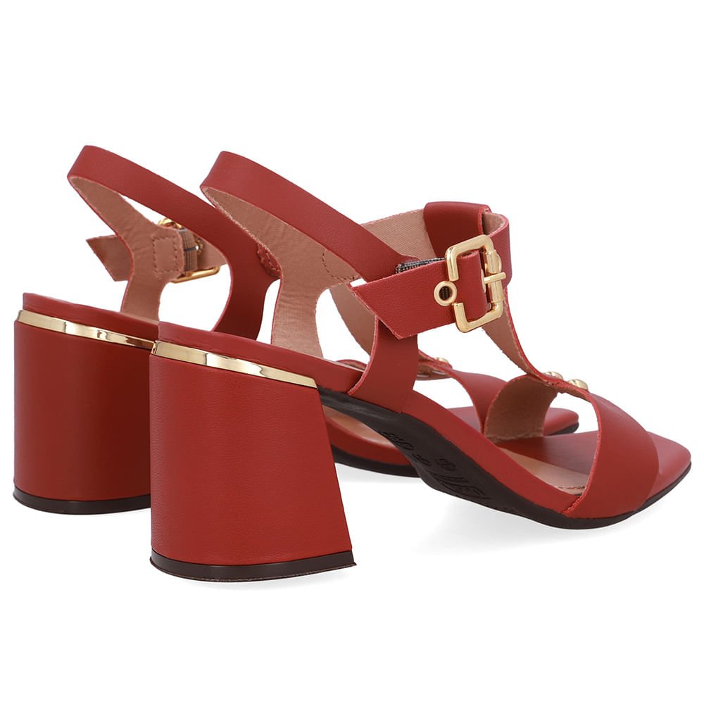 Sandália Salto Bloco Couro Marrom Marrom 3