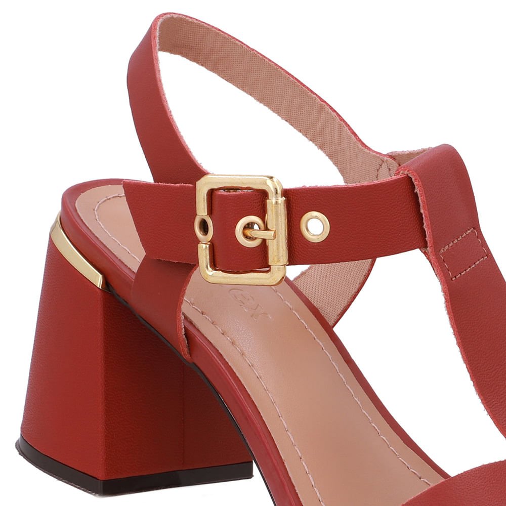 Sandália Salto Bloco Couro Marrom Marrom 4