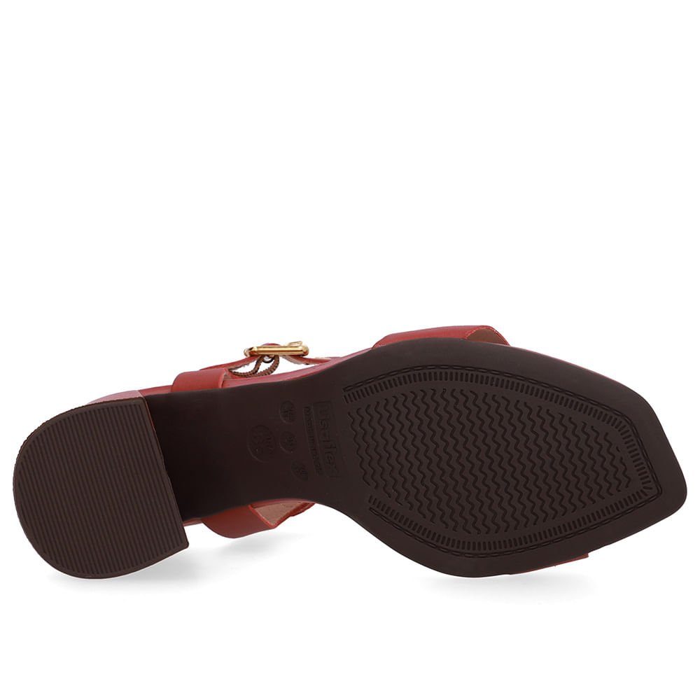 Sandália Salto Bloco Couro Marrom Marrom 5