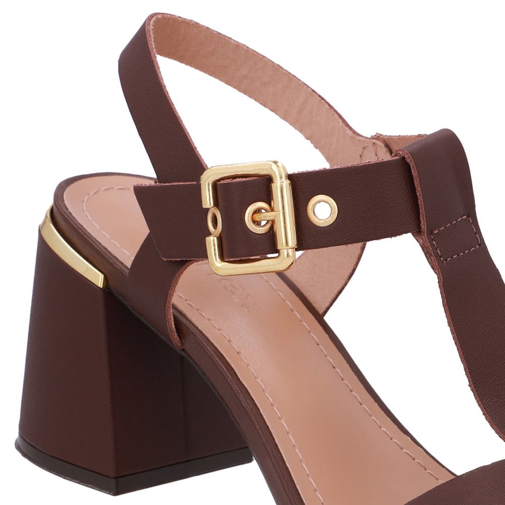 Sandália Salto Bloco Couro Marrom Marrom Escuro 4