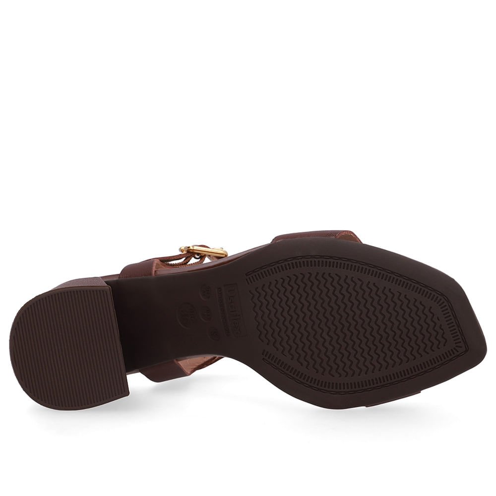 Sandália Salto Bloco Couro Marrom Marrom Escuro 5