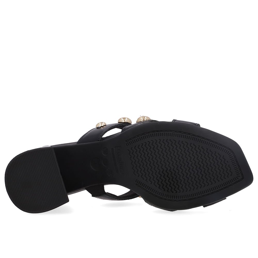 Tamanco Salto Bloco Couro Preto Esfera Preto 4