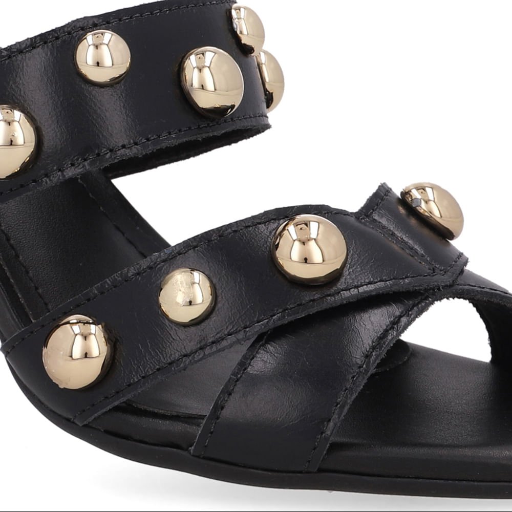 Tamanco Salto Bloco Couro Preto Esfera Preto 4