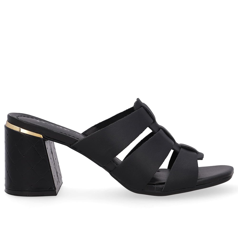 Tamanco Salto Bloco Couro Preto