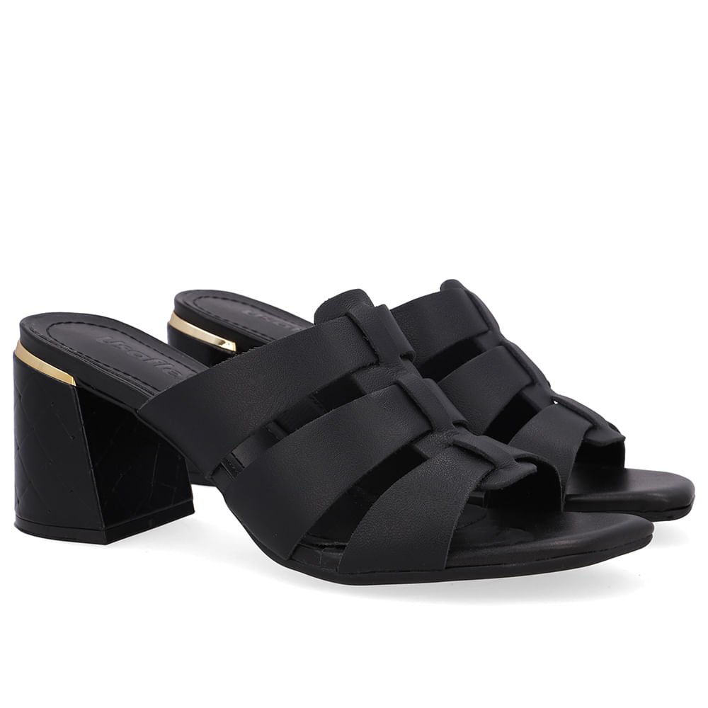 Tamanco Salto Bloco Couro Preto Preto 2